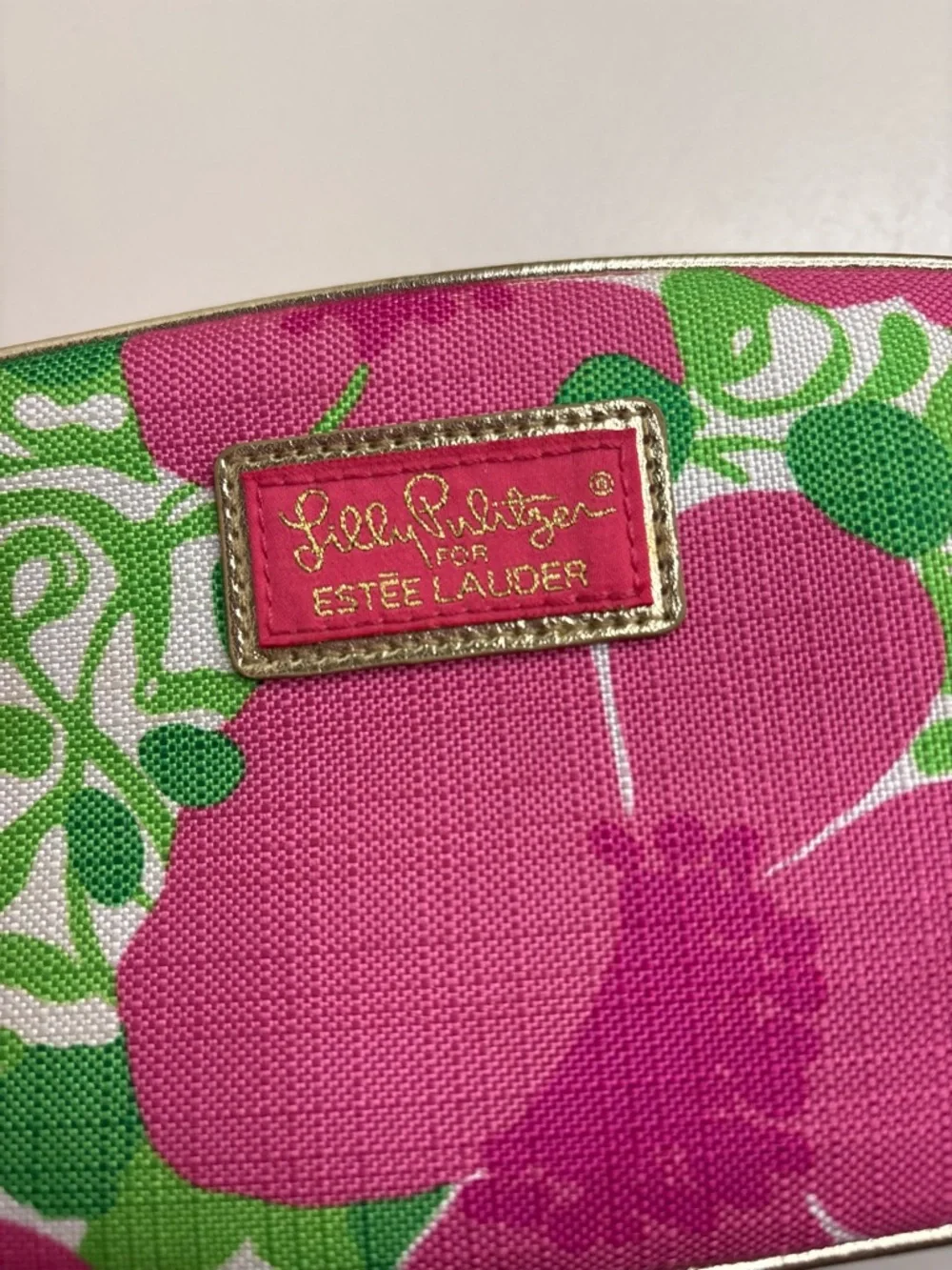 Lilly Pulitzer x Estée Lauder Floral Makeup Bag Pink Green Cosmetic Travel Case